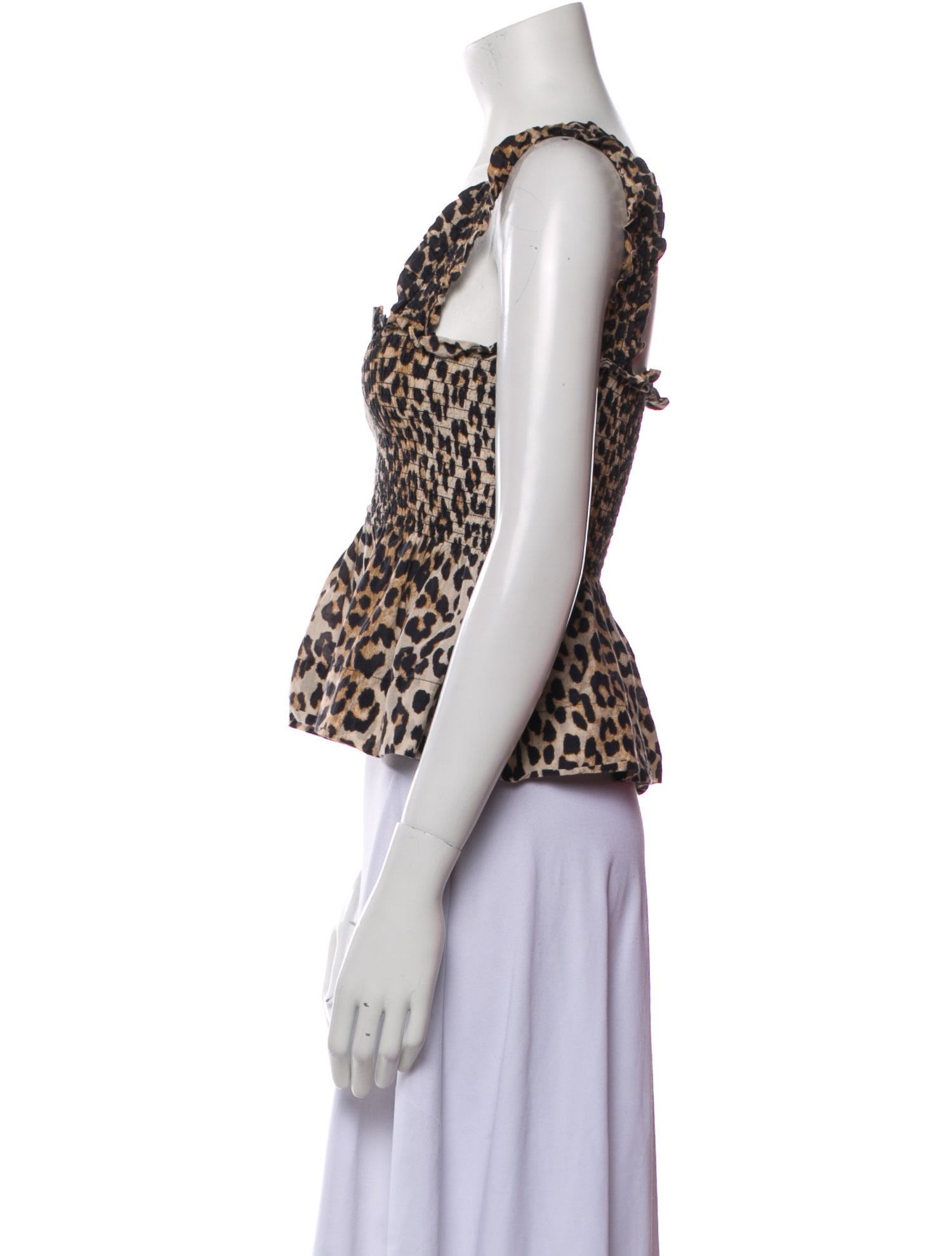 Ganni Animal Print Square Neckline Crop Top