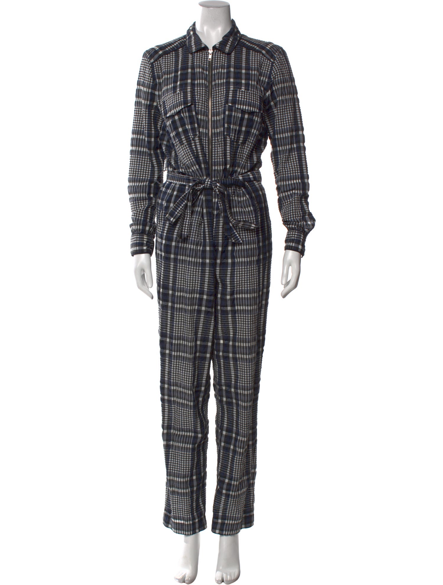 Ganni Plaid Print Jumpsuit