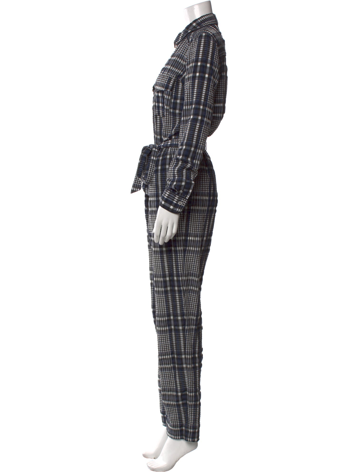 Ganni Plaid Print Jumpsuit