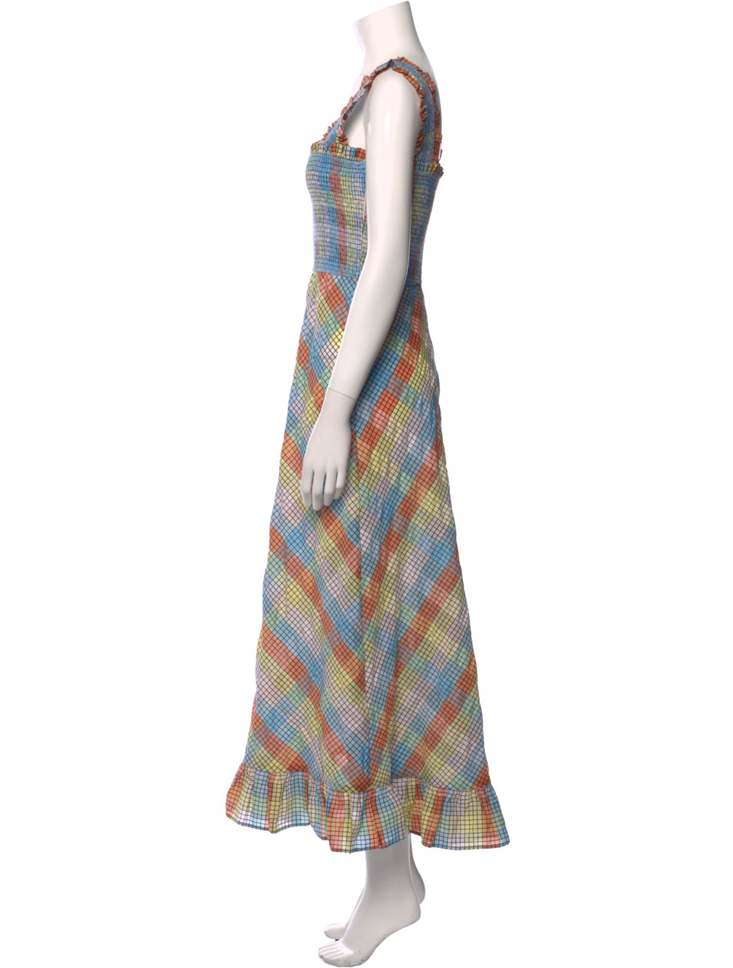Ganni Plaid Print Long Dress