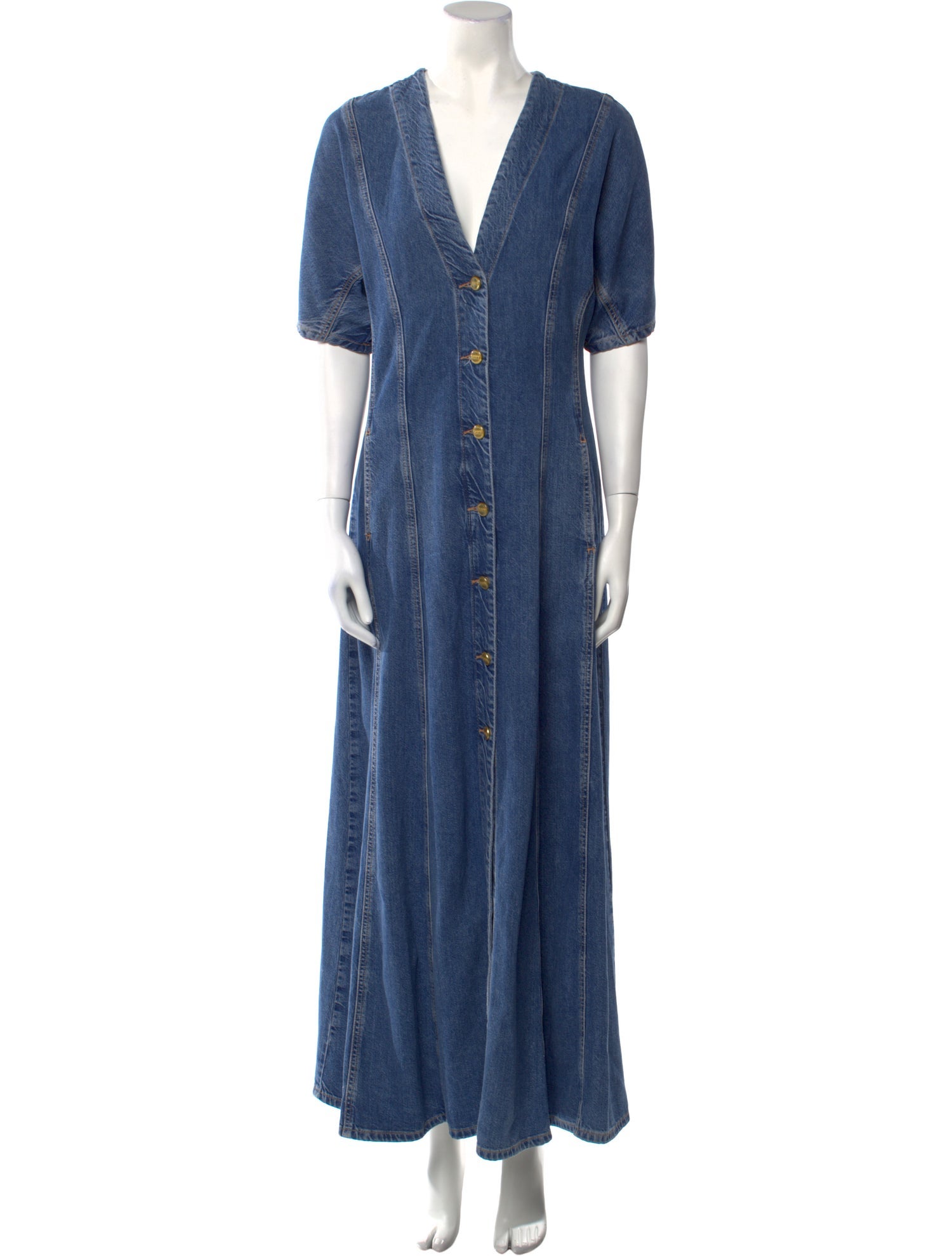 Ganni V-Neck Long Dress