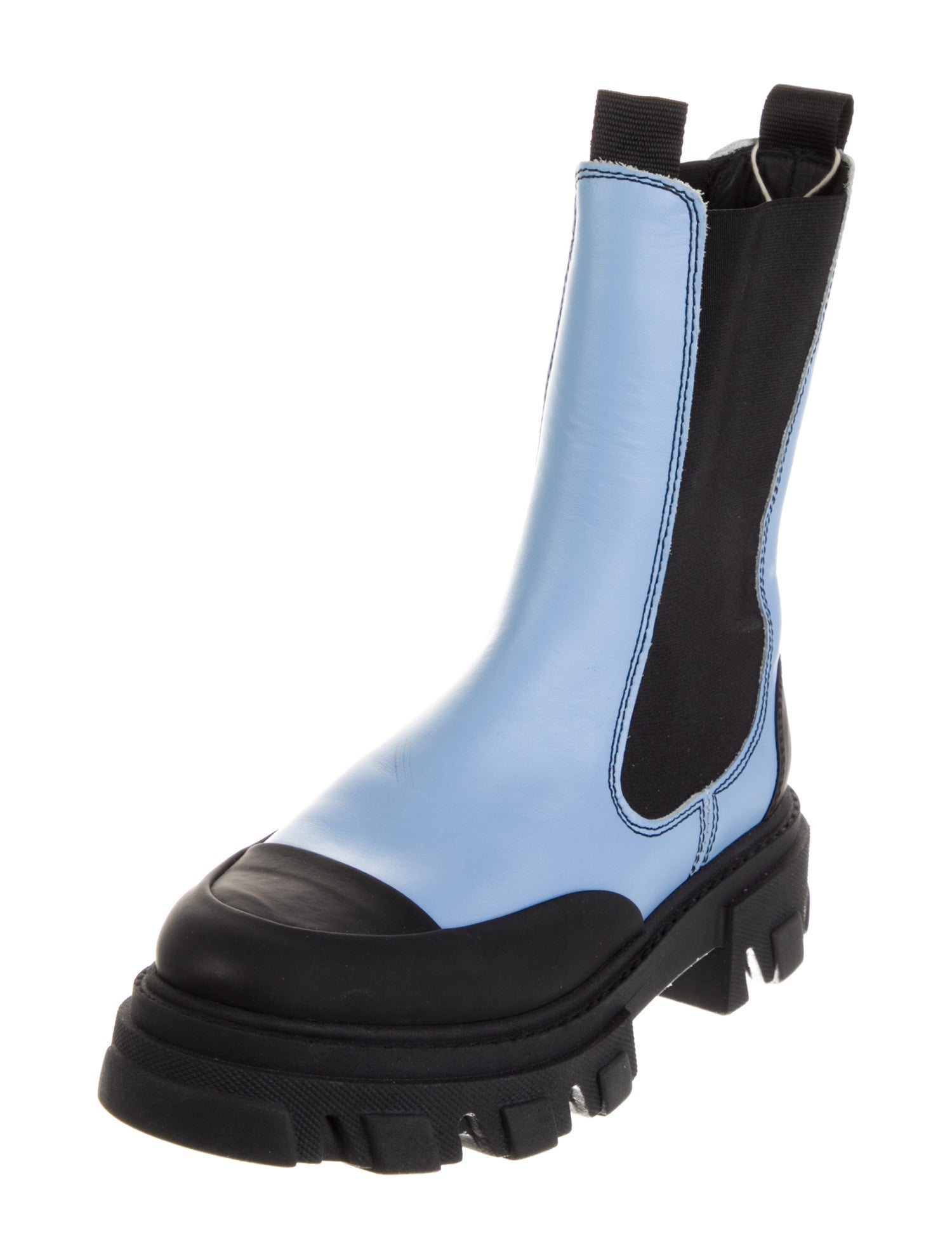 Ganni Leather Colorblock Pattern Chelsea Boots