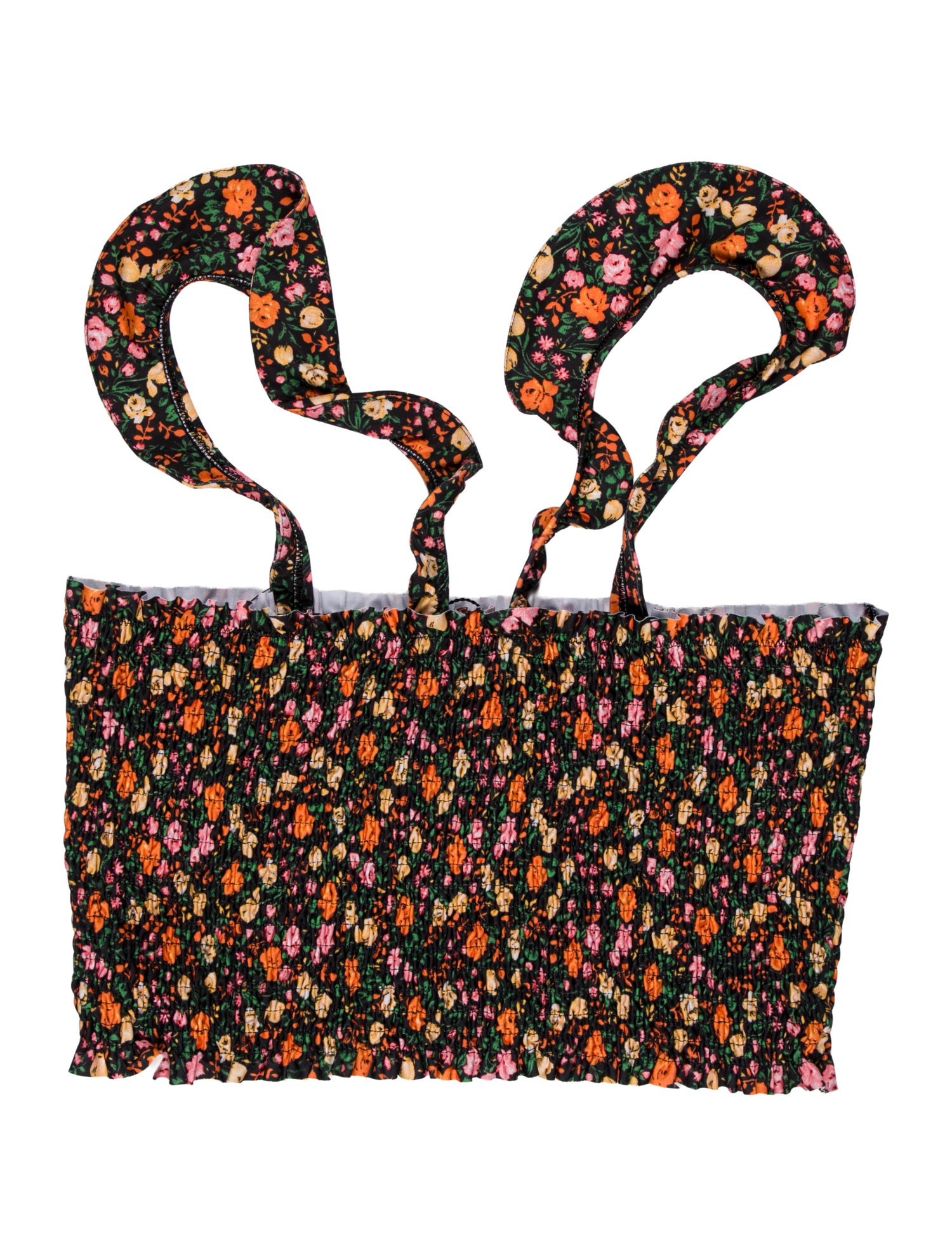 Ganni Floral Print Ruffle Embellishment Top