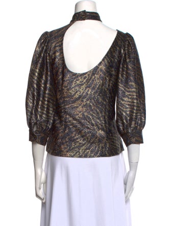 Ganni Printed Turtleneck Crop Top