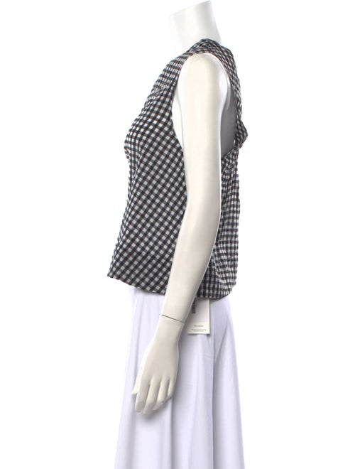 Ganni Plaid Print Square Neckline Top