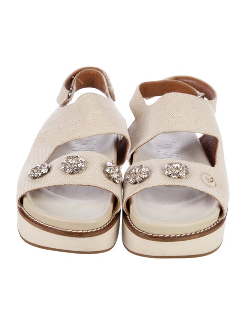 Ganni Canvas Crystal Embellishments Slingback Sandals