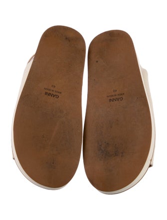 Ganni Canvas Crystal Embellishments Slingback Sandals