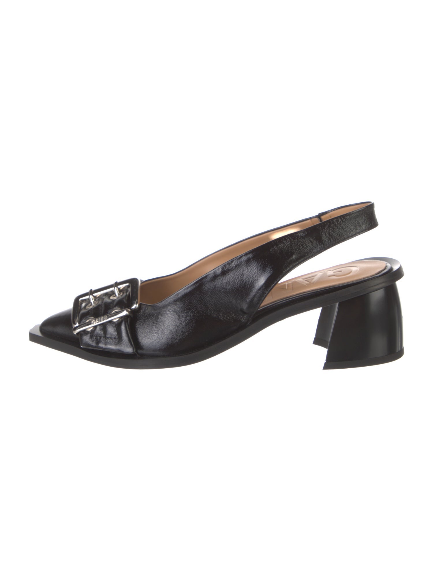 Ganni Patent Leather Slingback Pumps