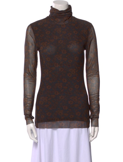 Ganni Floral Print Turtleneck Sweatshirt