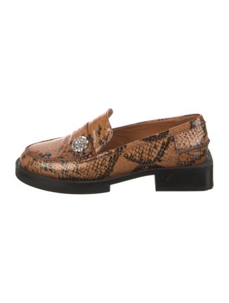 Ganni Embossed Leather Animal Print Loafers
