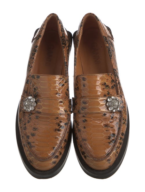 Ganni Embossed Leather Animal Print Loafers