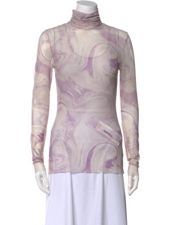 Ganni Printed Turtleneck Top