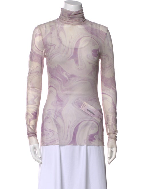 Ganni Printed Turtleneck Top