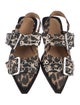 Ganni Satin Animal Print Slingback Flats