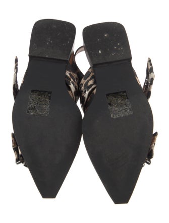 Ganni Satin Animal Print Slingback Flats