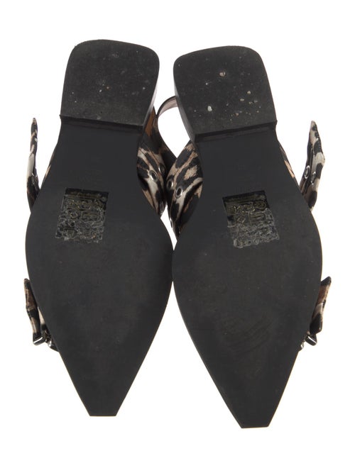 Ganni Satin Animal Print Slingback Flats