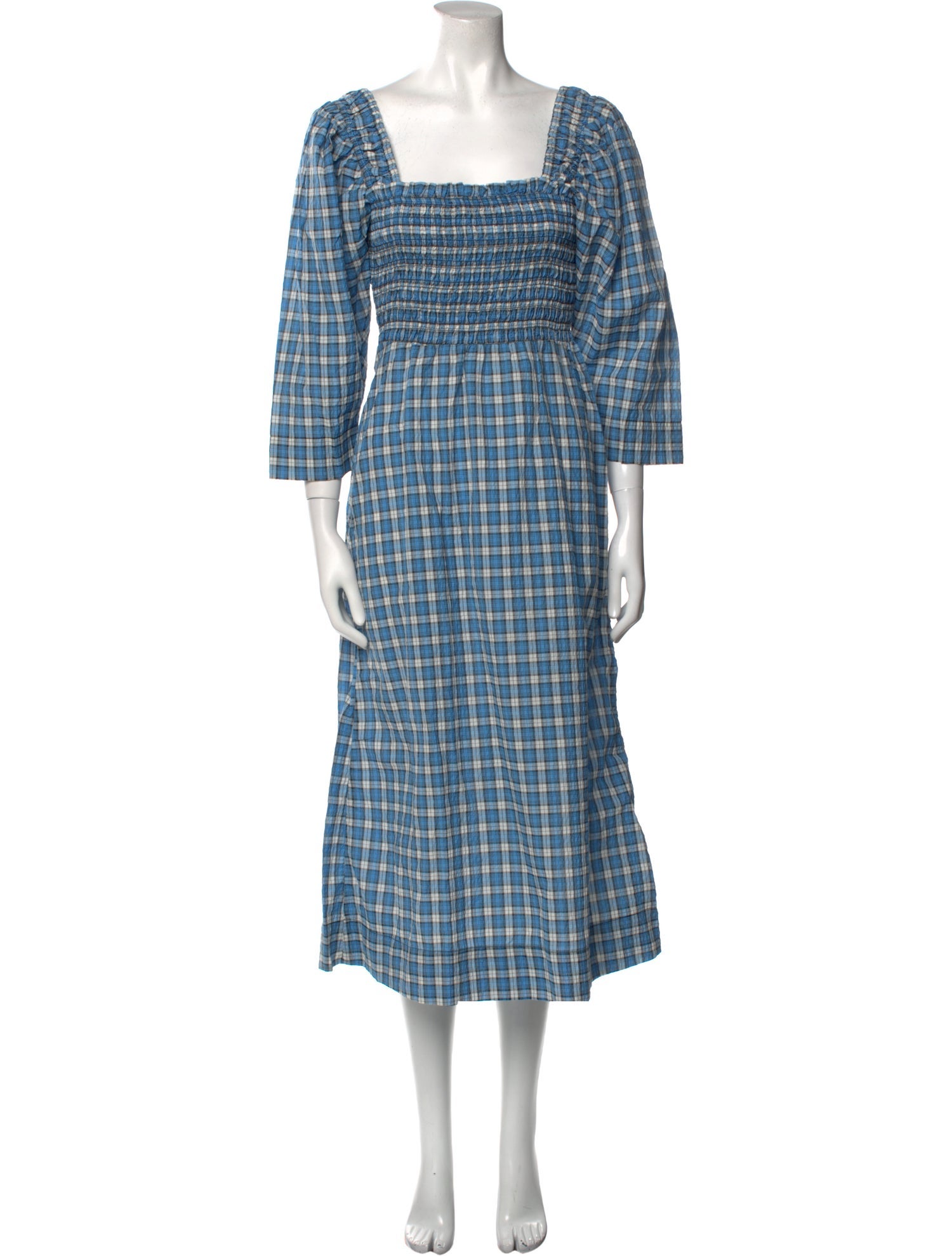 Ganni Plaid Print Midi Length Dress