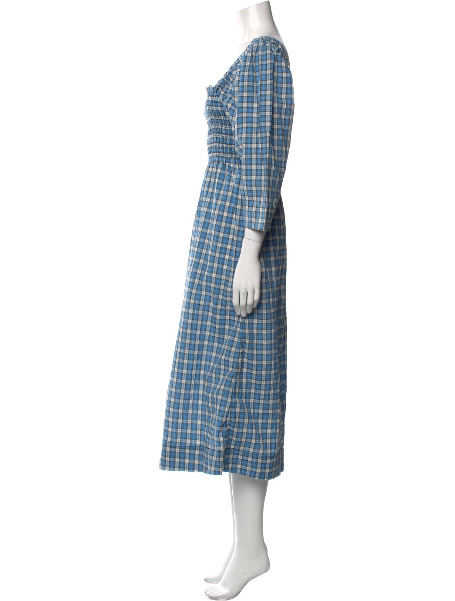 Ganni Plaid Print Midi Length Dress