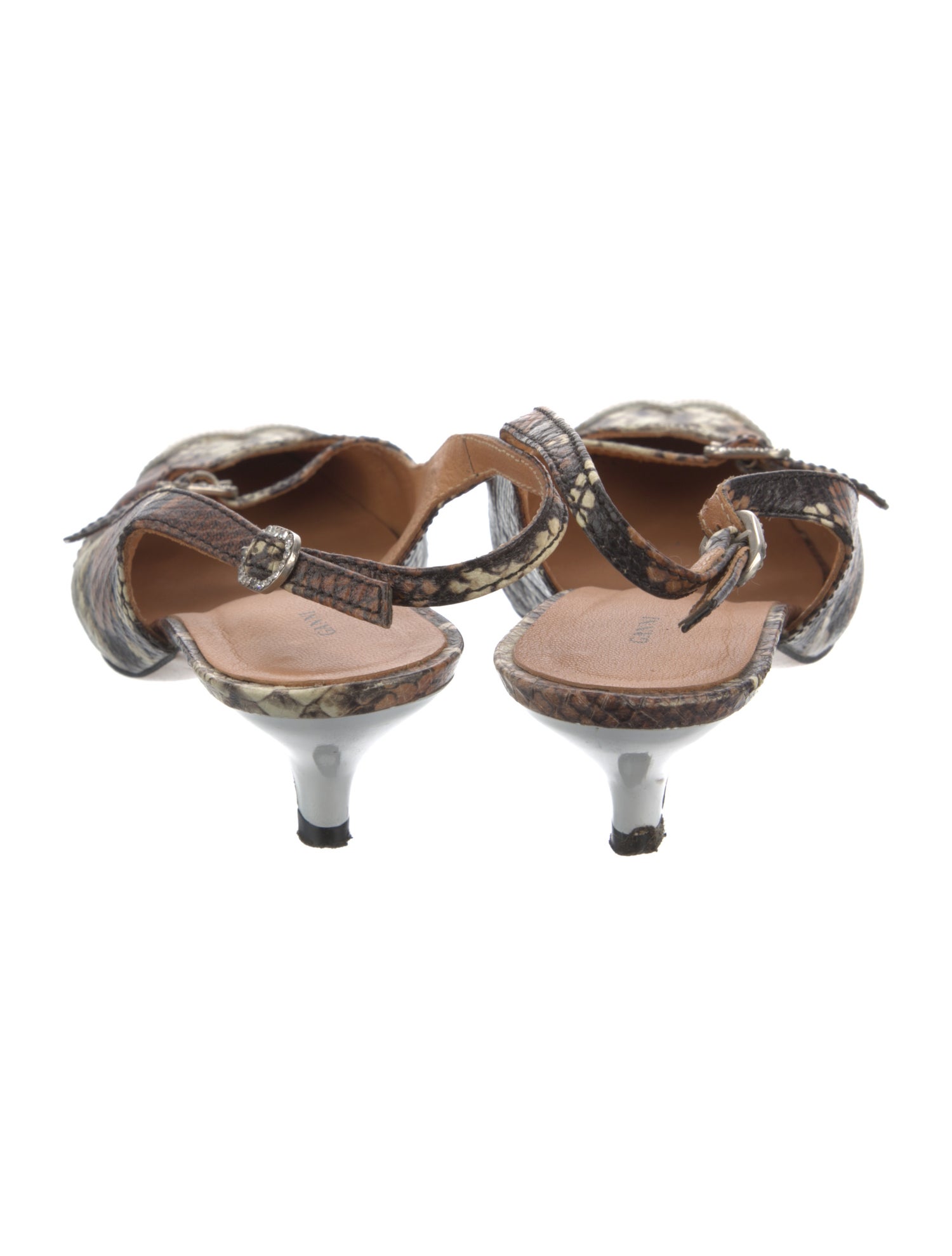 Ganni Leather Animal Print Slingback Pumps