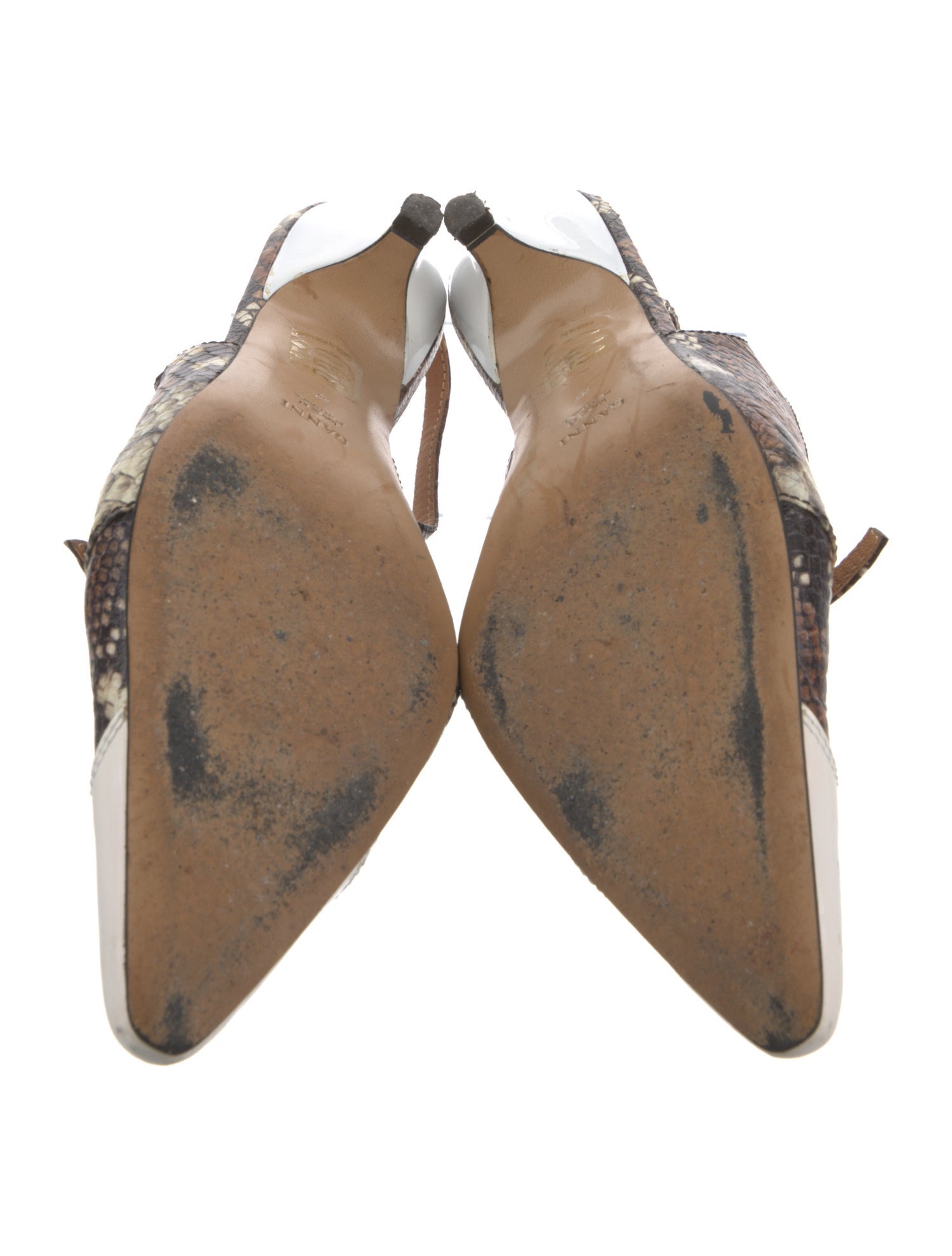 Ganni Leather Animal Print Slingback Pumps