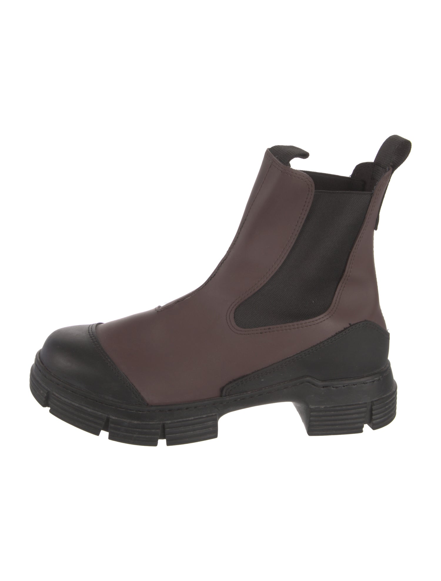 Ganni Leather Colorblock Pattern Chelsea Boots