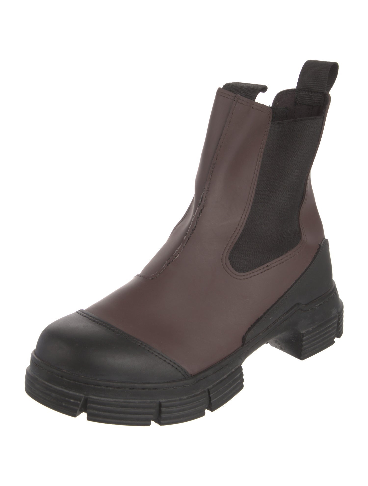 Ganni Leather Colorblock Pattern Chelsea Boots