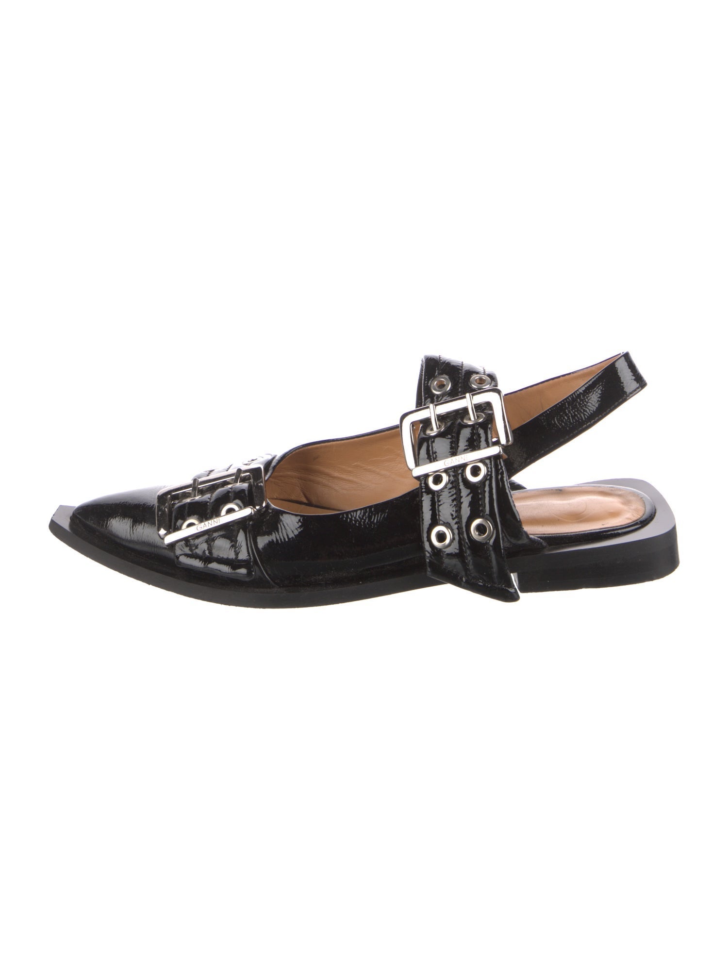 Ganni Patent Leather Slingback Flats