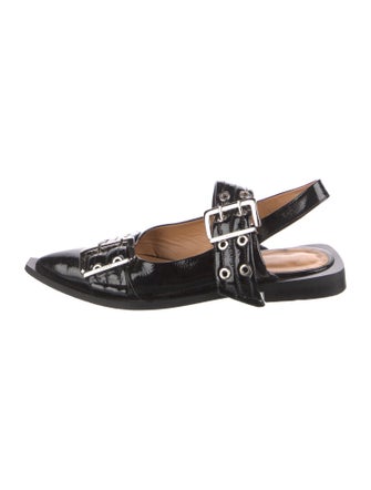 Ganni Patent Leather Slingback Flats