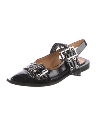 Ganni Patent Leather Slingback Flats