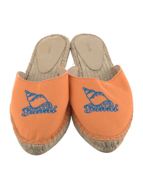 Ganni Canvas Embroidered Accent Mules