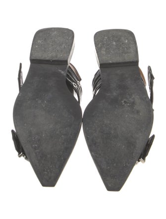 Ganni Leather Eyelet Trim Slingback Flats