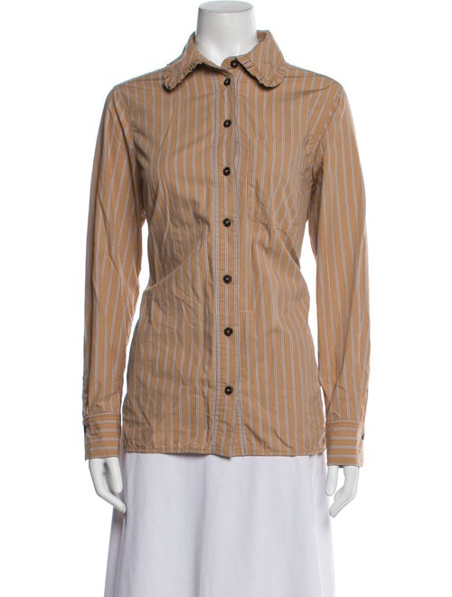 Ganni Striped Long Sleeve Button-Up Top