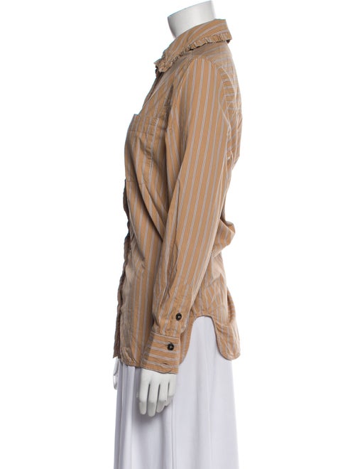Ganni Striped Long Sleeve Button-Up Top
