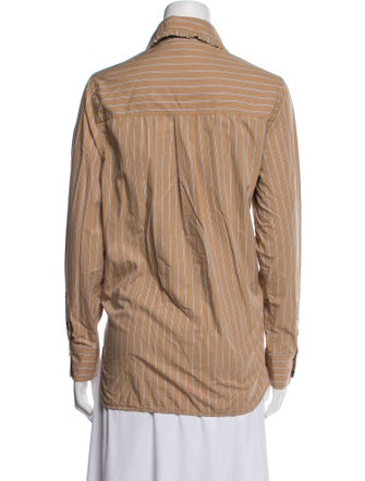 Ganni Striped Long Sleeve Button-Up Top