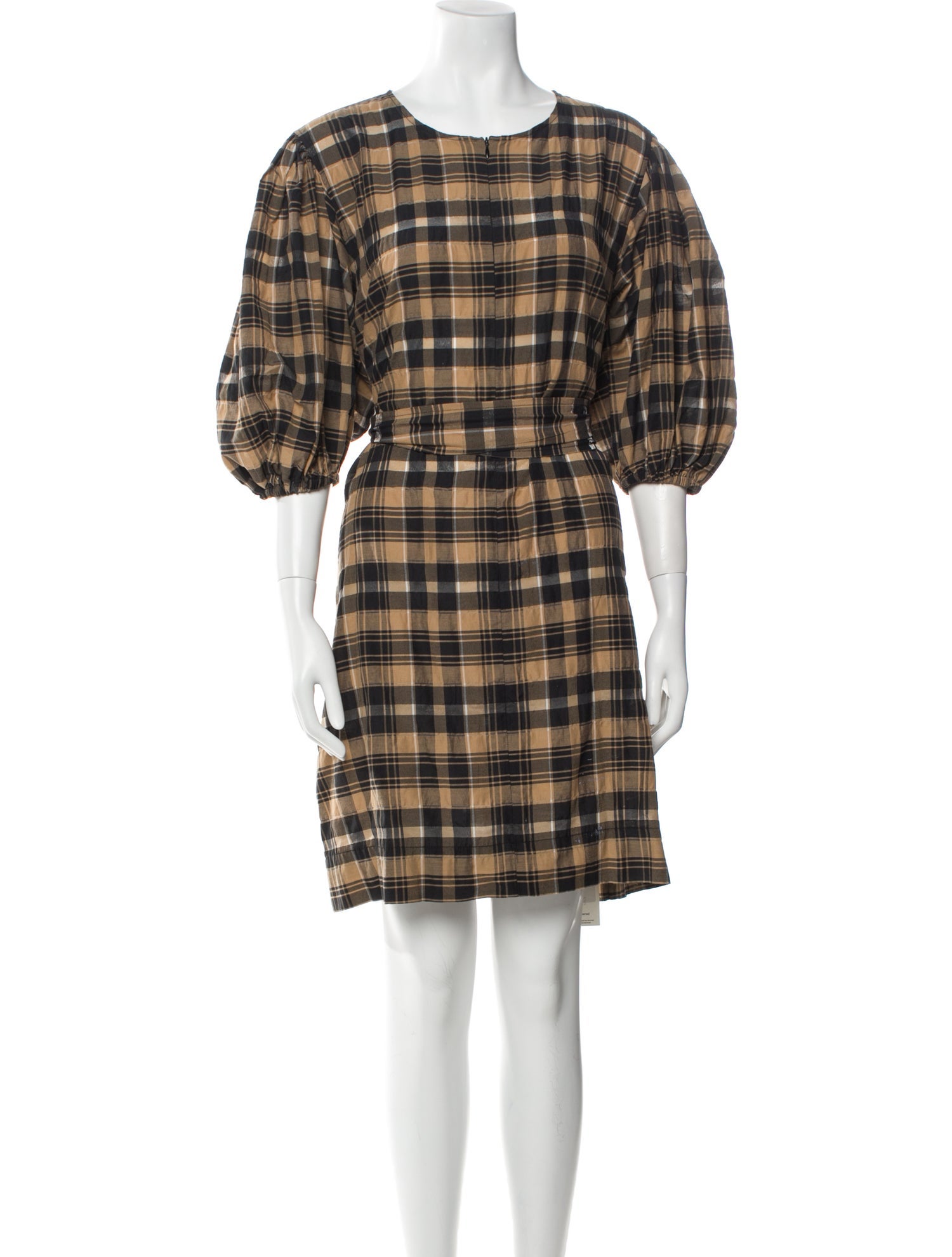 Ganni Plaid Print Knee-Length Dress