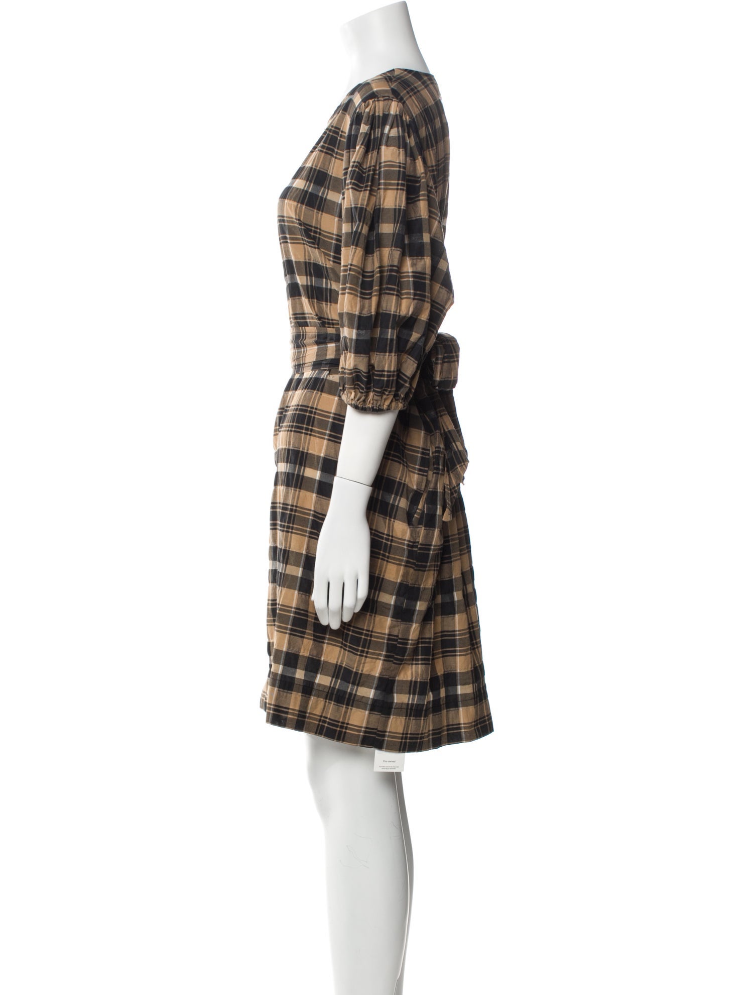 Ganni Plaid Print Knee-Length Dress