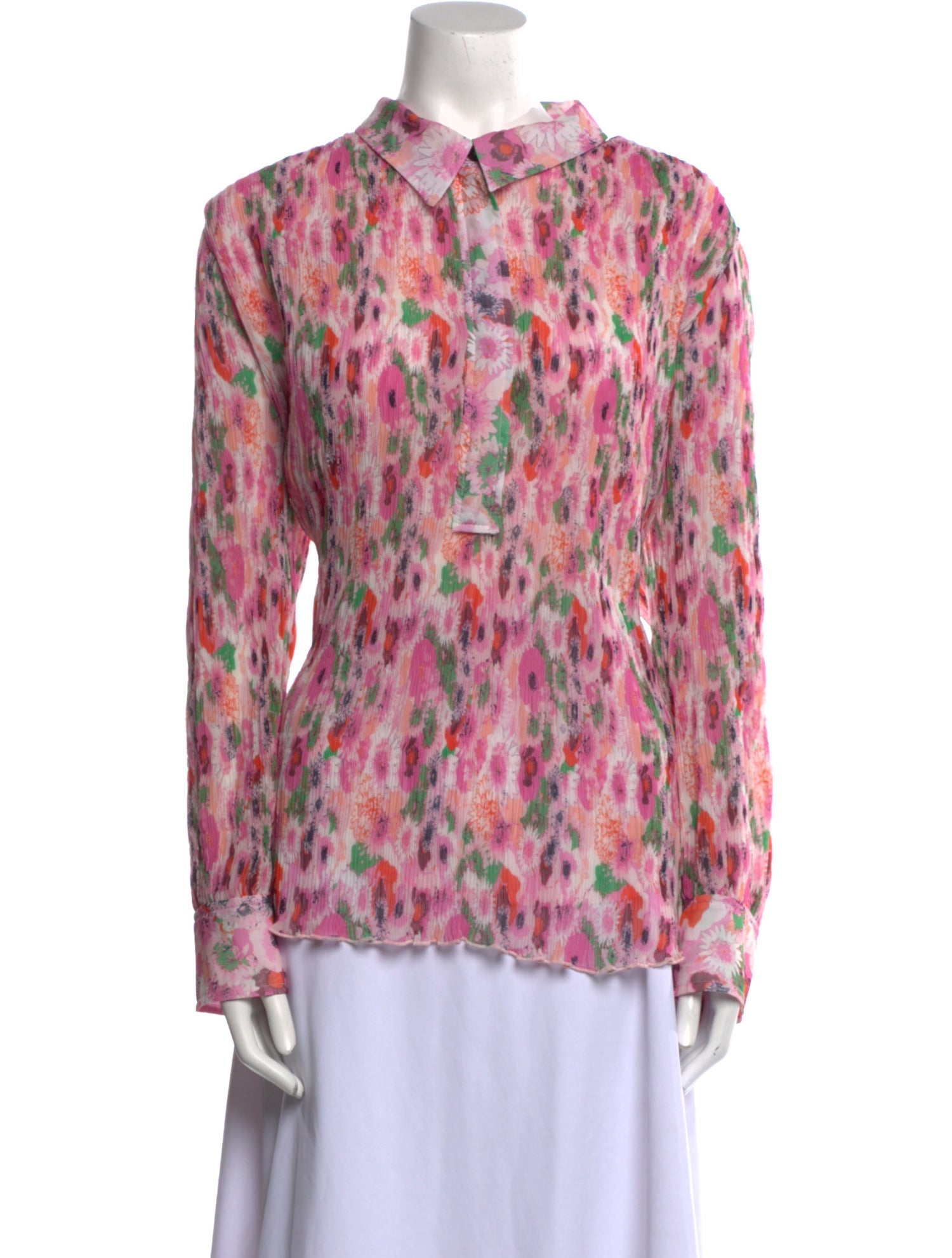 Ganni Floral Print Long Sleeve Blouse