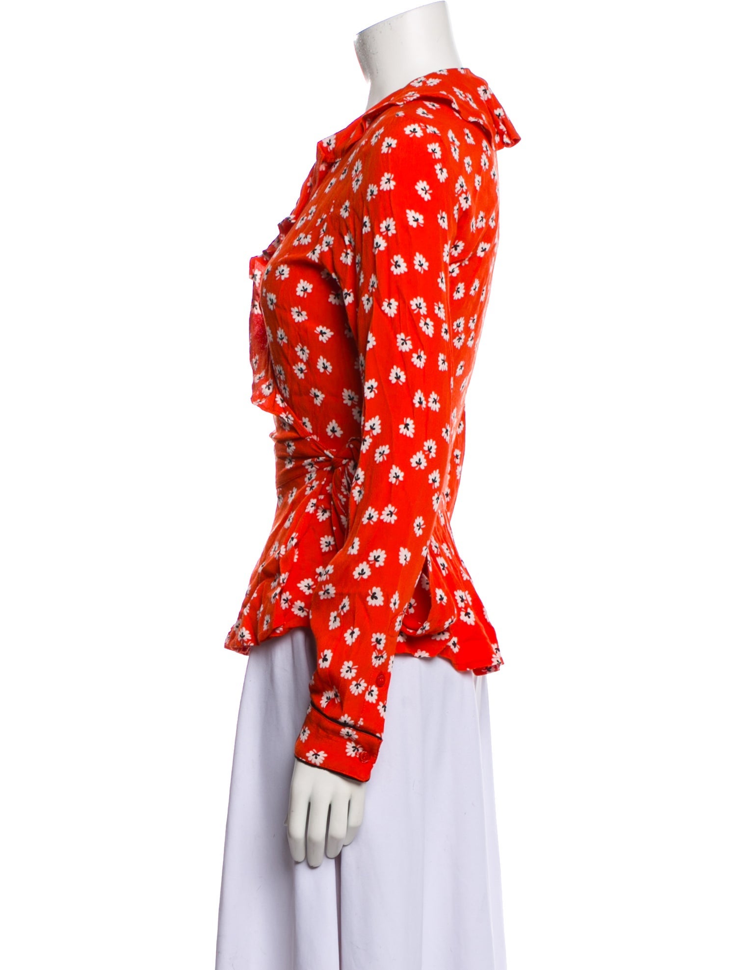 Ganni Floral Print V-Neck Blouse w/ Tags