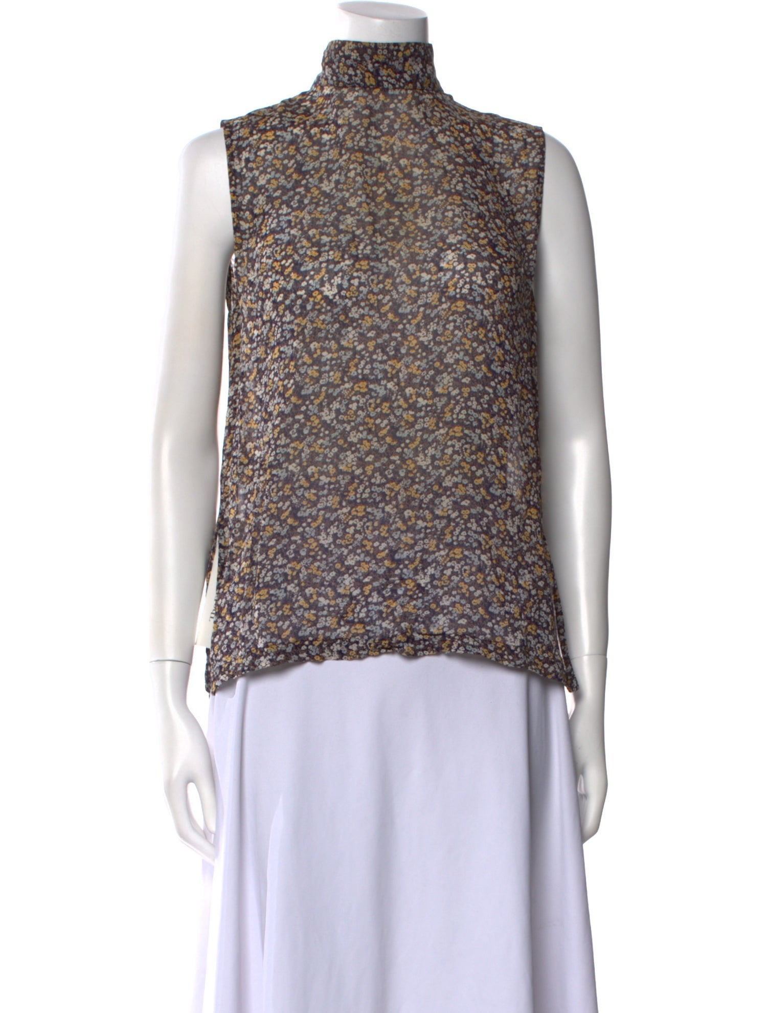 Ganni Silk Floral Print Top