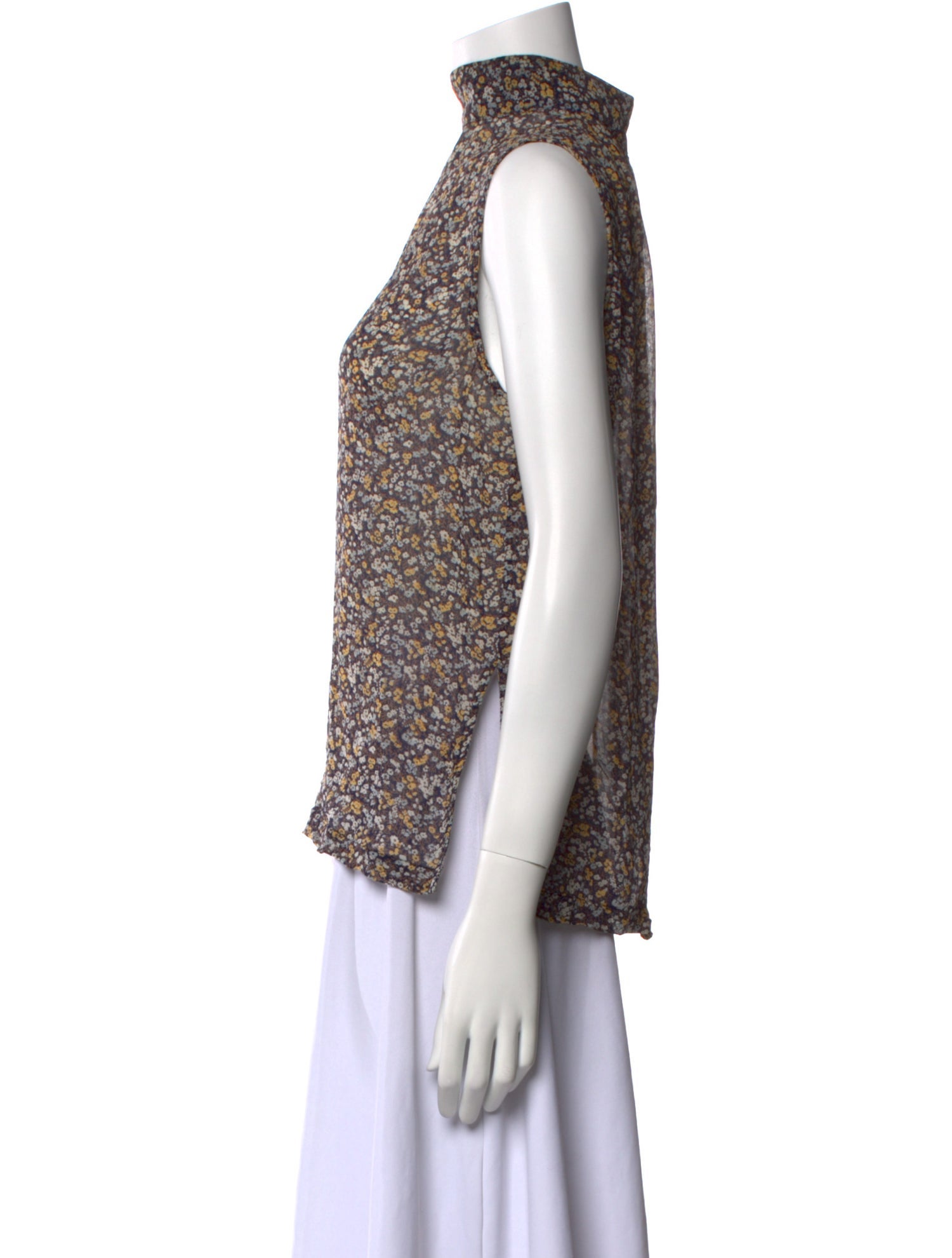 Ganni Silk Floral Print Top