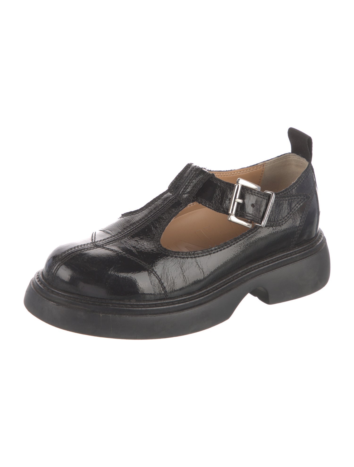 Ganni Leather Mary Jane Flats
