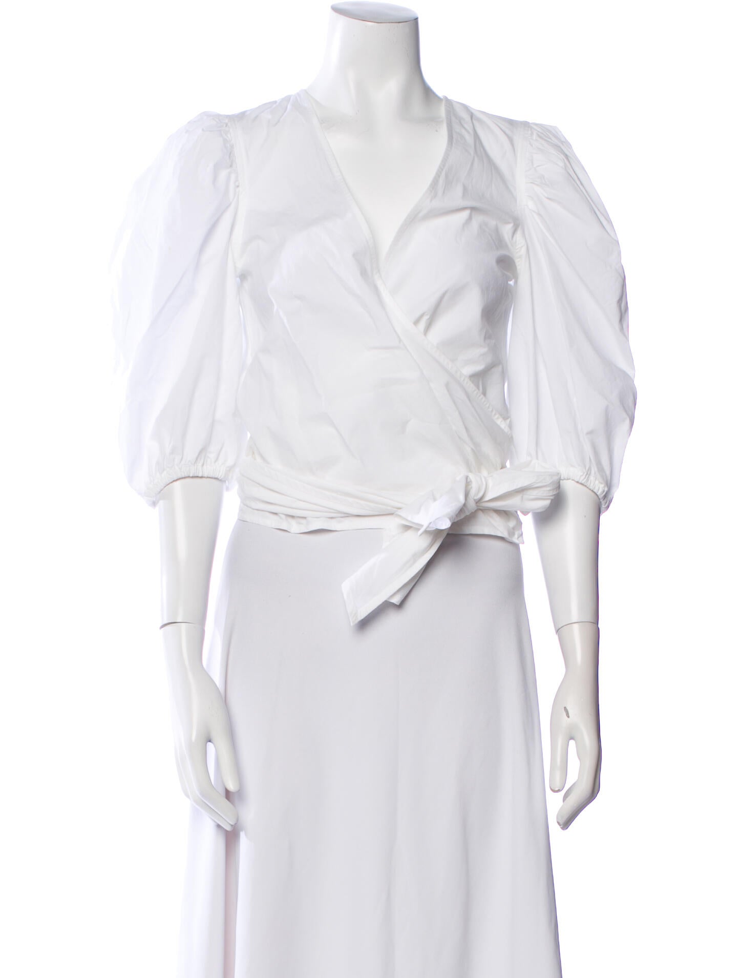 Ganni V-Neck Short Sleeve Crop Top