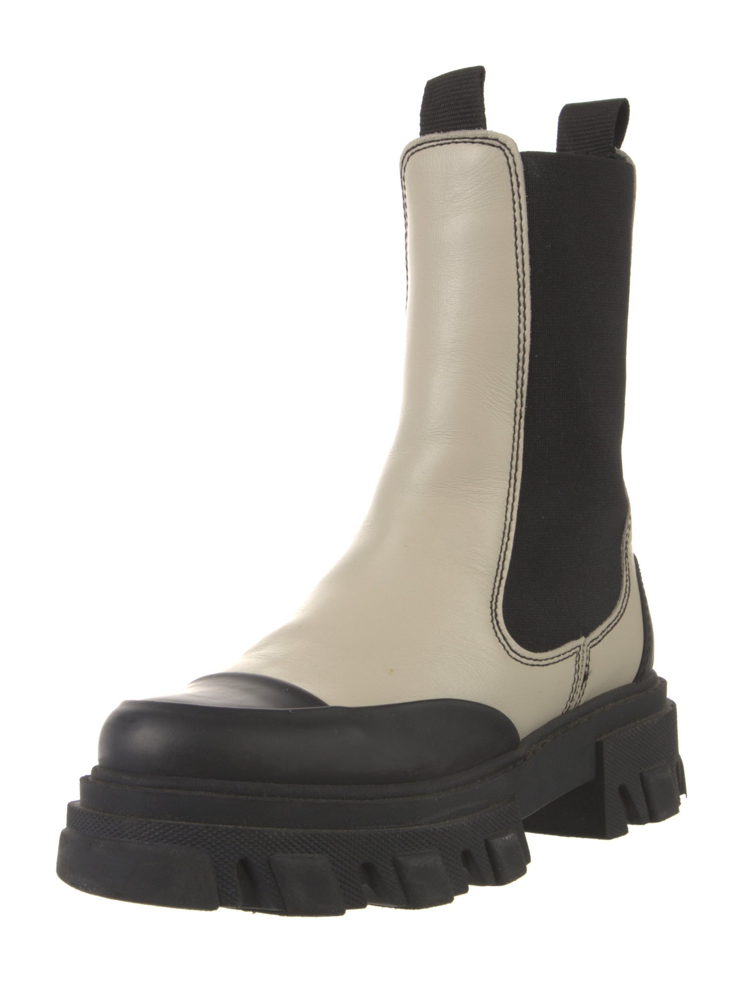 Ganni Leather Colorblock Pattern Chelsea Boots