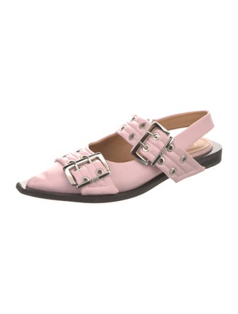 Ganni Leather Slingback Flats