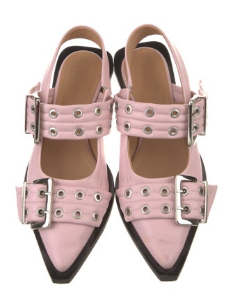 Ganni Leather Slingback Flats