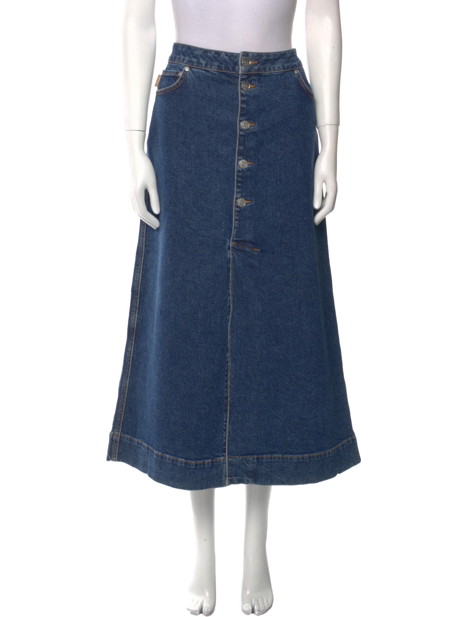 Ganni Whipstitch Trim Midi Length Skirt