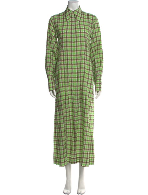 Ganni Plaid Print Long Dress