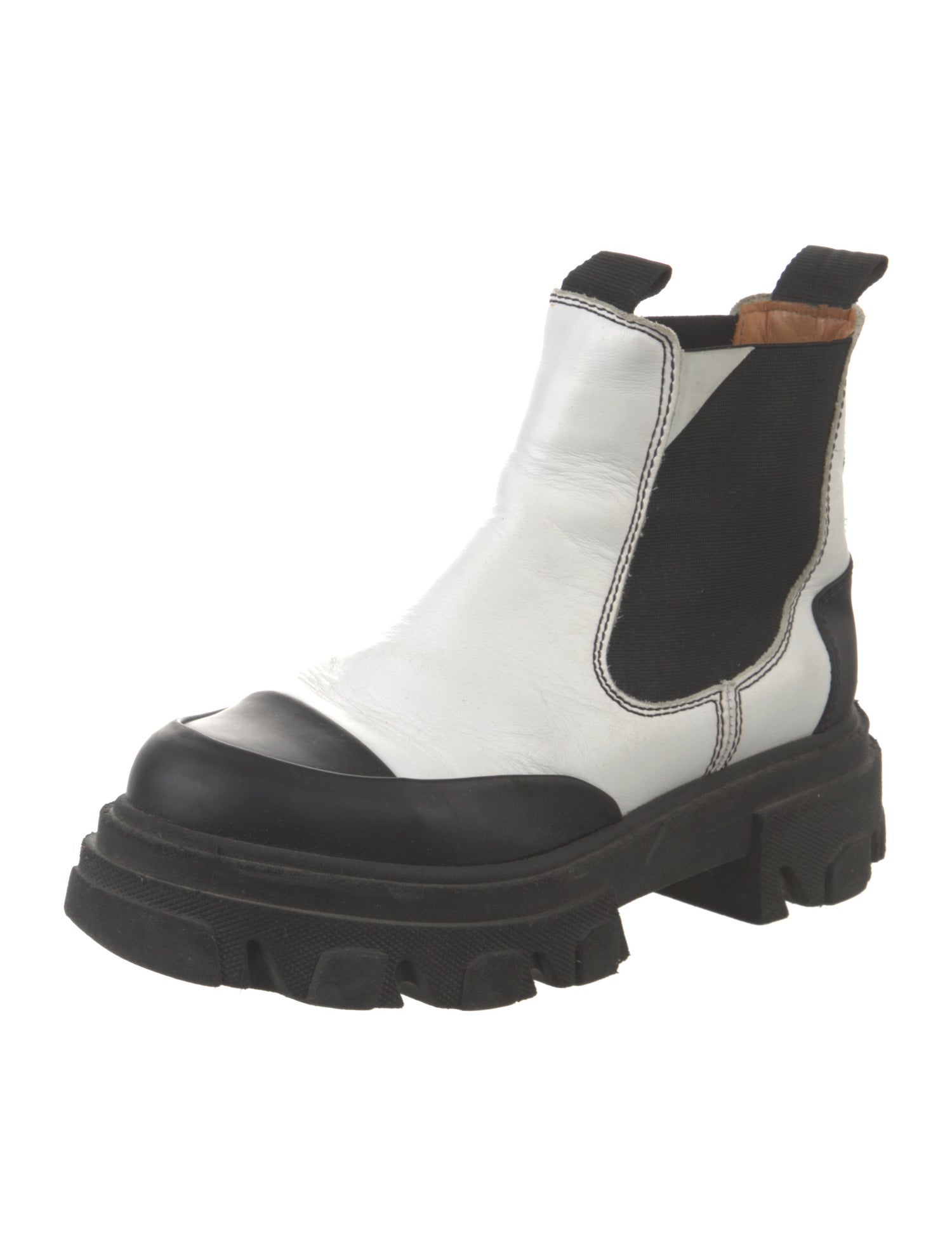 Ganni Leather Leather Trim Embellishment Chelsea Boots