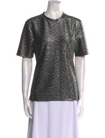 Ganni Animal Print Crew Neck T-Shirt