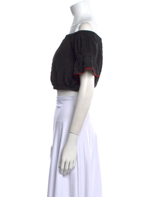 Ganni Silk Off-The-Shoulder Crop Top